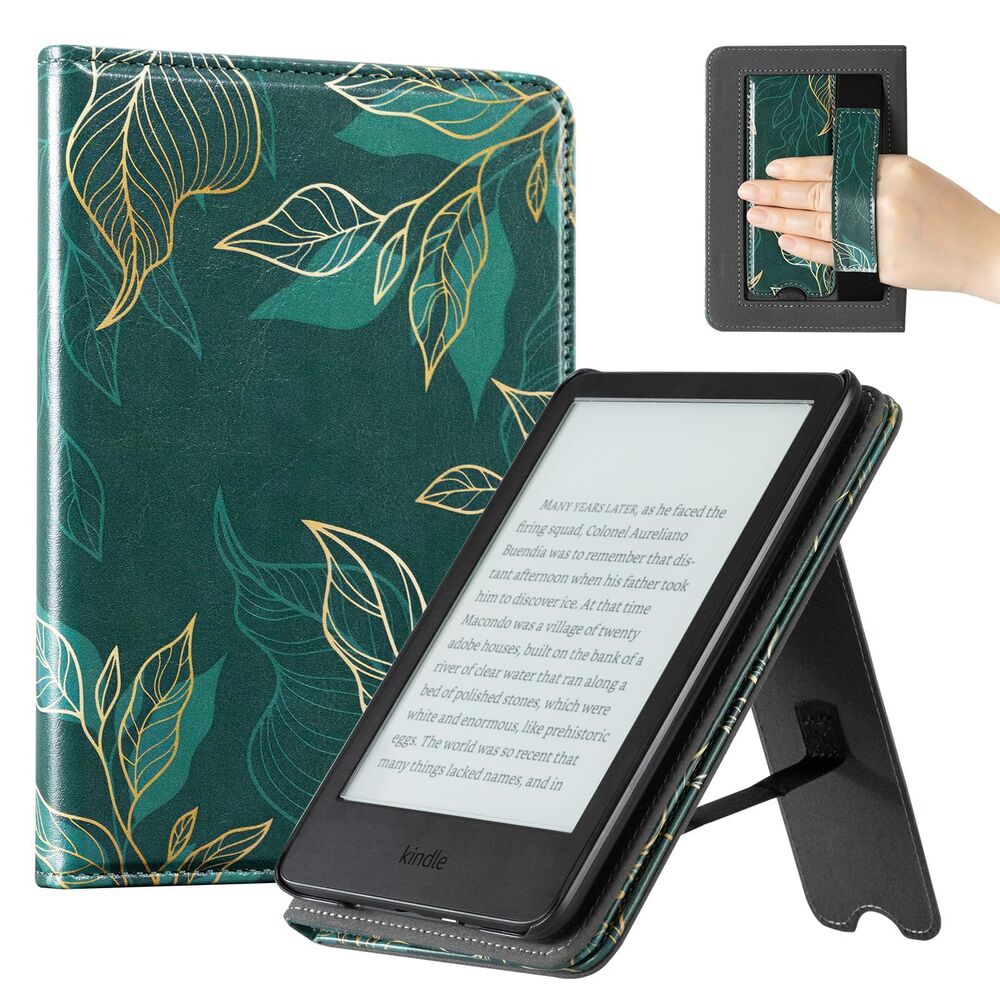 Case with Stand for 6" Kindle (2024 & 2022, 11th Gen) (Green Foliage)